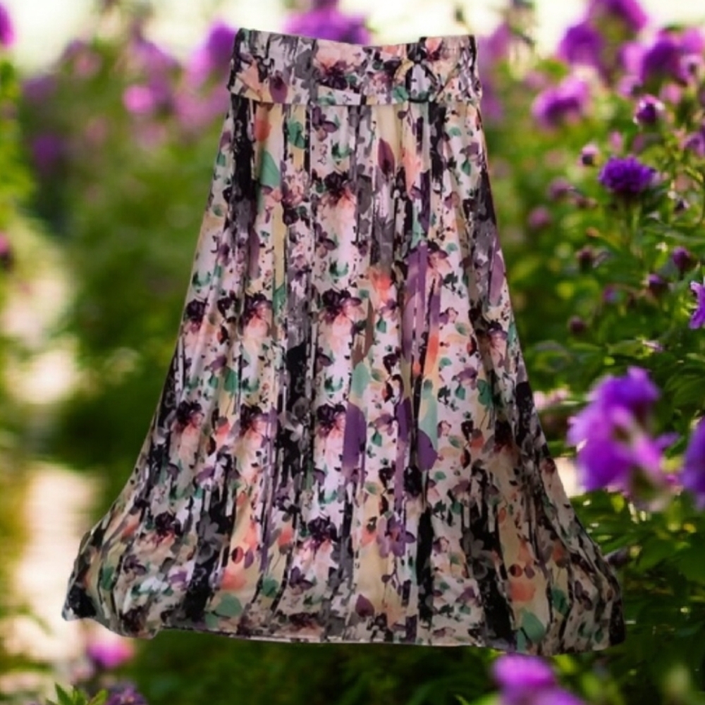 Robert Lewis maxi skirt colorful SP stretchy material Purple green yellow